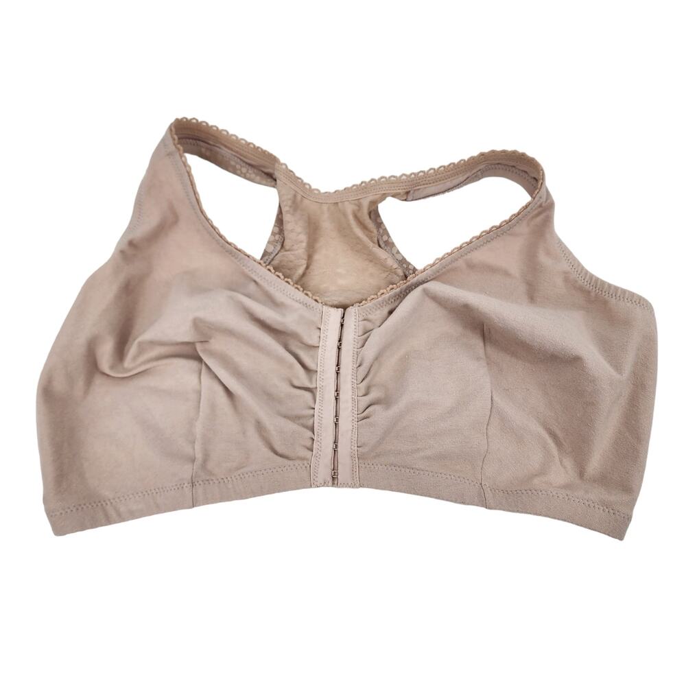 Glamorise Nude Clasp Front Wire Free Full Coverage Bra Size 46DD